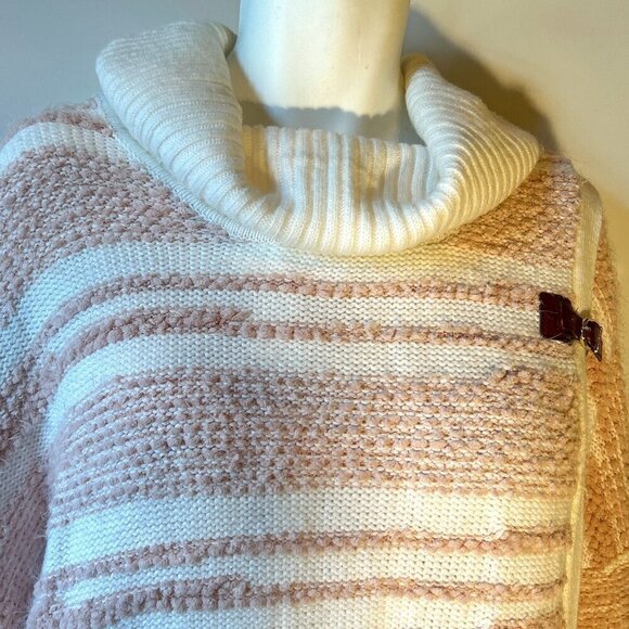 Calvin Klein SZ L/XL Pink Stripe Chunky Oversized Sweater Classic Warm Soft - Picture 3 of 11